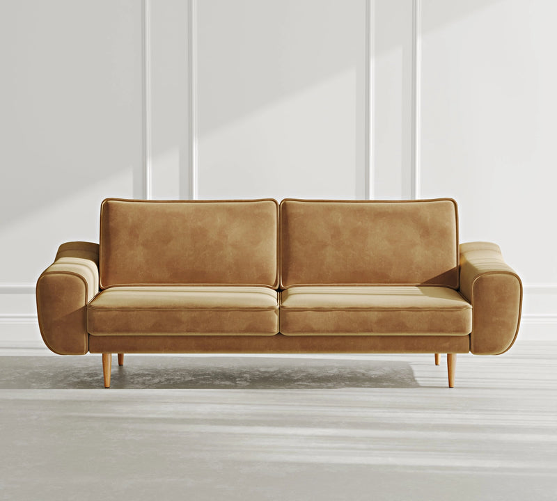Klem 3-Seater Sofa Wooden Leg - Velvet