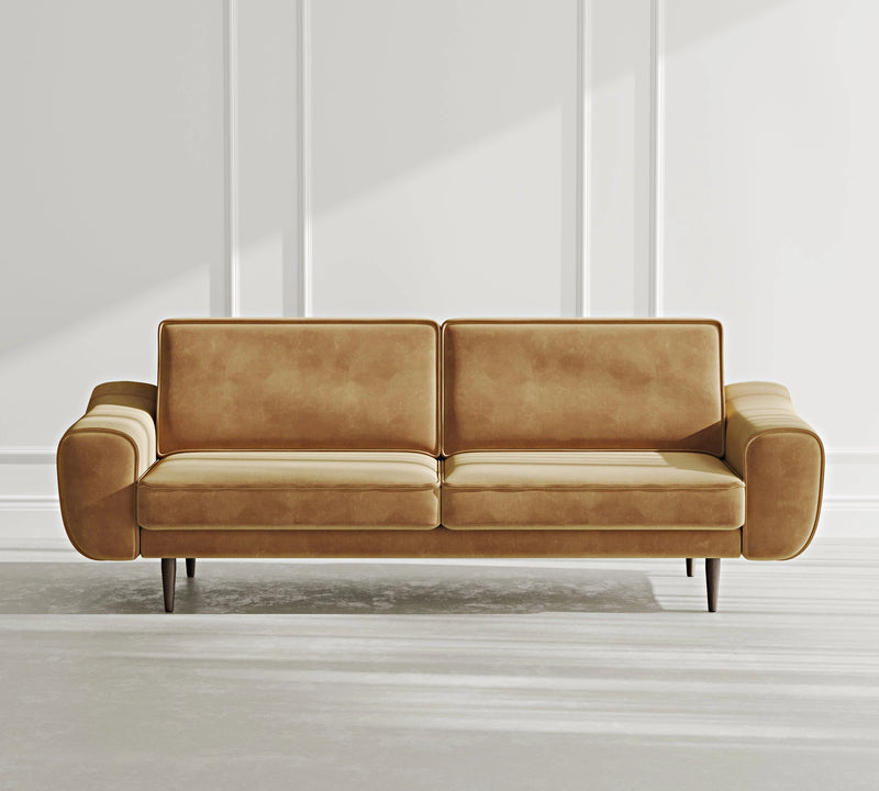Klem 3-Seater Sofa Wooden Leg - Velvet