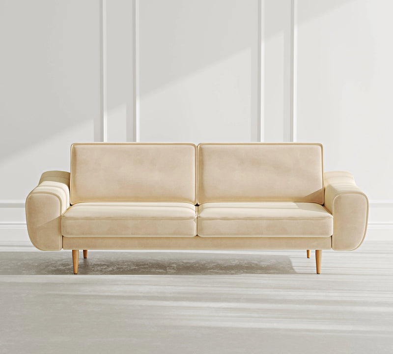 Klem 3-Seater Sofa Wooden Leg - Velvet