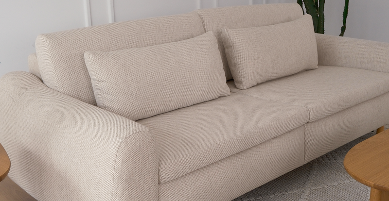 Nyra 3-seater sofa bed with wooden leg - Bouclé