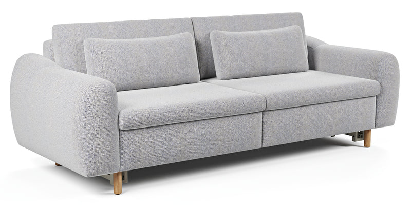 Nyra 3-seater sofa bed with wooden leg - natural fabric