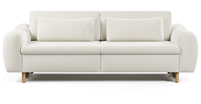 Nyra 3-seater sofa bed with wooden leg - natural fabric