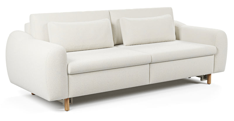 Nyra 3-seater sofa bed with wooden leg - natural fabric