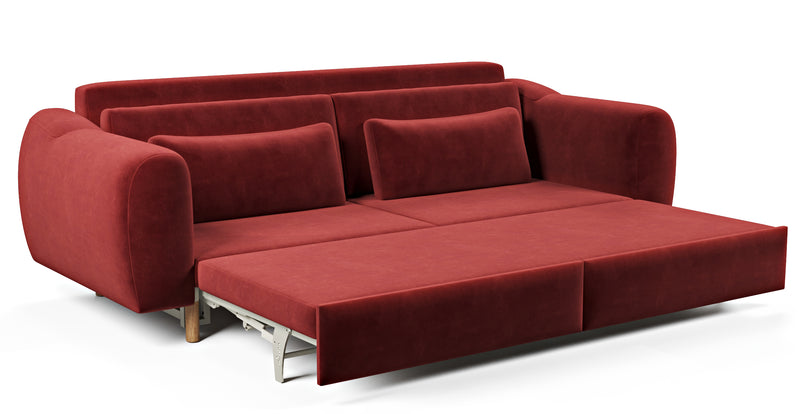 Nyra 3-seater sofa bed with wooden leg - velvet