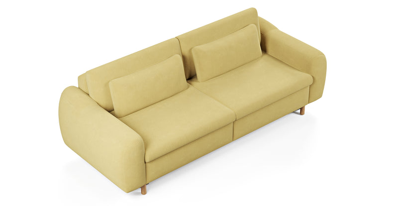 Nyra 3-seater sofa bed with wooden leg - corduroy velour