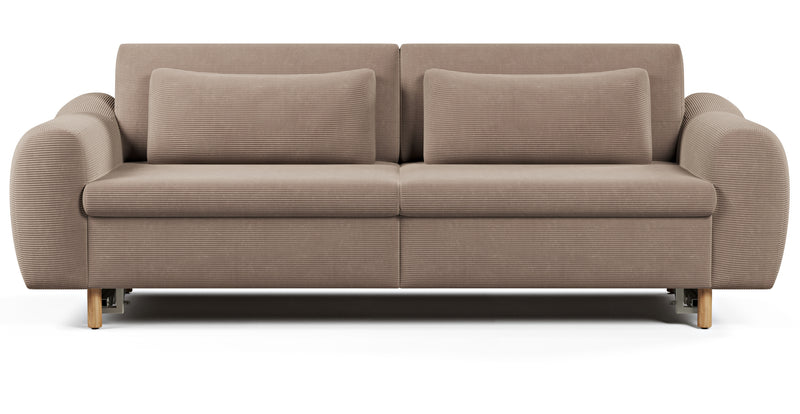 Nyra 3-seater sofa bed with wooden leg - corduroy velour