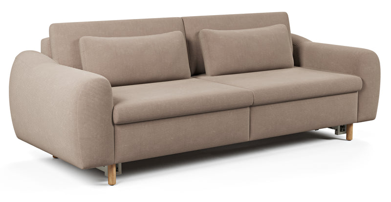 Nyra 3-seater sofa bed with wooden leg - corduroy velour