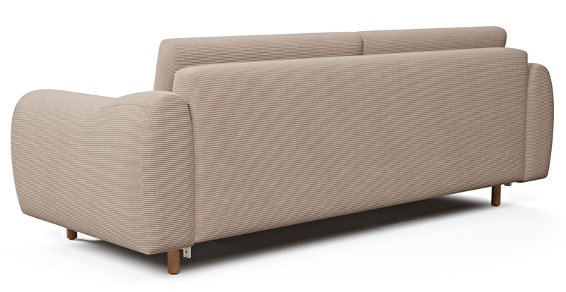 Nyra 3-seater sofa bed with wooden leg - corduroy velour