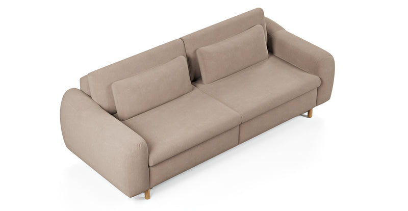 Nyra 3-seater sofa bed with wooden leg - corduroy velour