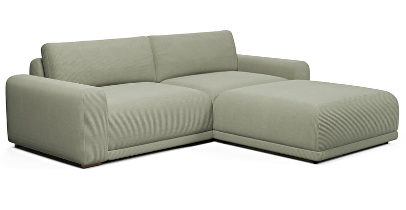 Carle 3-seater double arm and Ottoman - Cord velour
