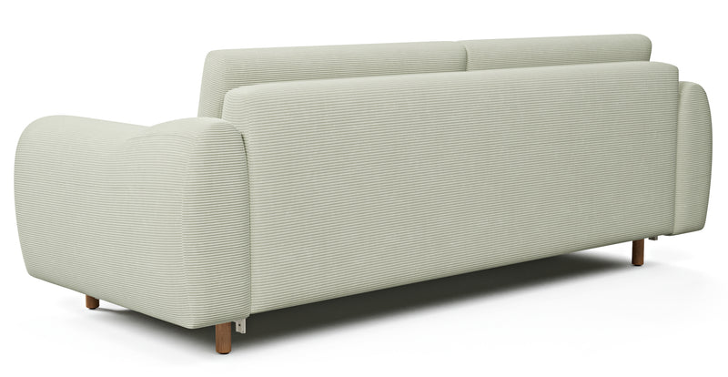 Nyra 3-seater sofa bed with wooden leg - corduroy velour