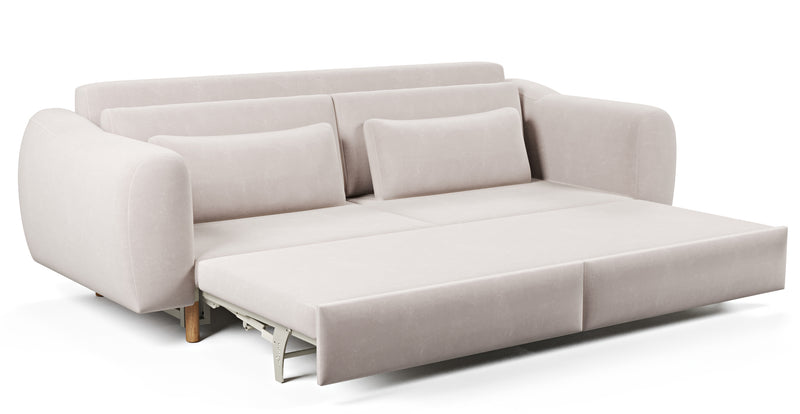 Nyra 3-seater sofa bed with wooden leg - velvet