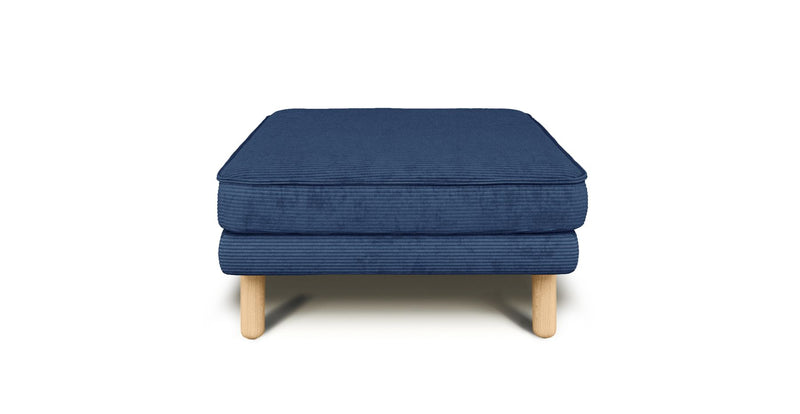 Klem Ottoman Cylindrical Wooden Leg - Cord Velour