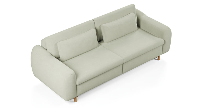 Nyra 3-seater sofa bed with wooden leg - corduroy velour
