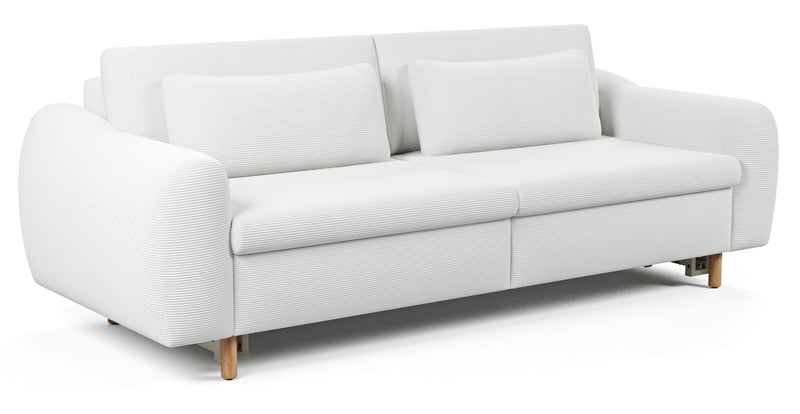 Nyra 3-seater sofa bed with wooden leg - corduroy velour