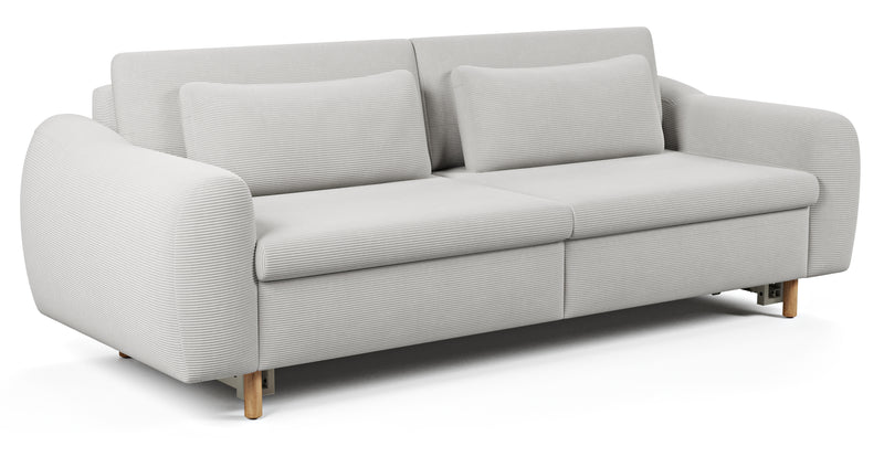 Nyra 3-seater sofa bed with wooden leg - corduroy velour