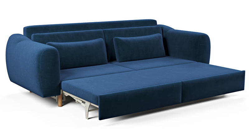 Nyra 3-seater sofa bed with wooden leg - velvet