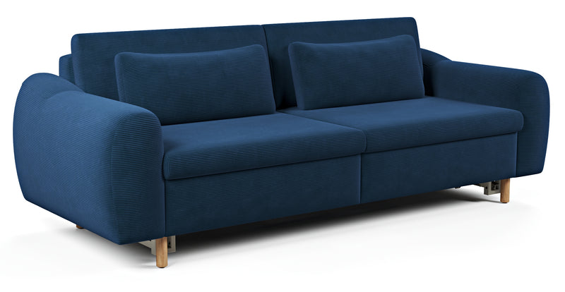 Nyra 3-seater sofa bed with wooden leg - corduroy velour