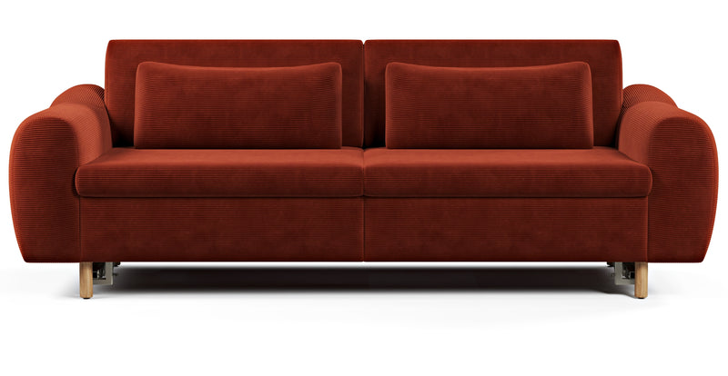 Nyra 3-seater sofa bed with wooden leg - corduroy velour