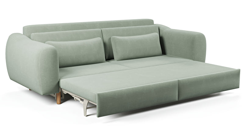 Nyra 3-seater sofa bed with wooden leg - velvet