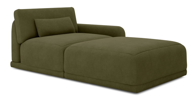 Carle single seat with right armrest and Ottoman - velvet