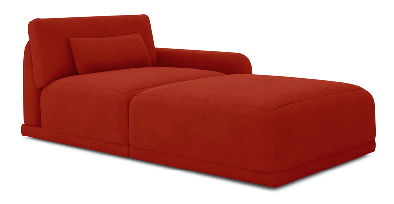 Carle single seat with right armrest and Ottoman - velvet