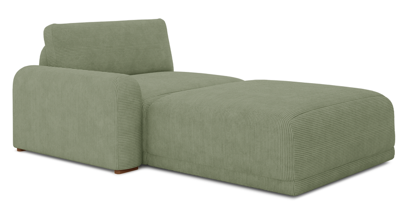 Carle single seat with left armrest and Ottoman - Cord velour