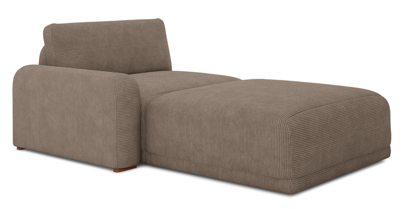 Carle single seat with left armrest and Ottoman - Cord velour