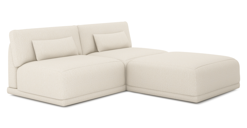 Carle 3-seater without arm and Ottoman - natural fabric