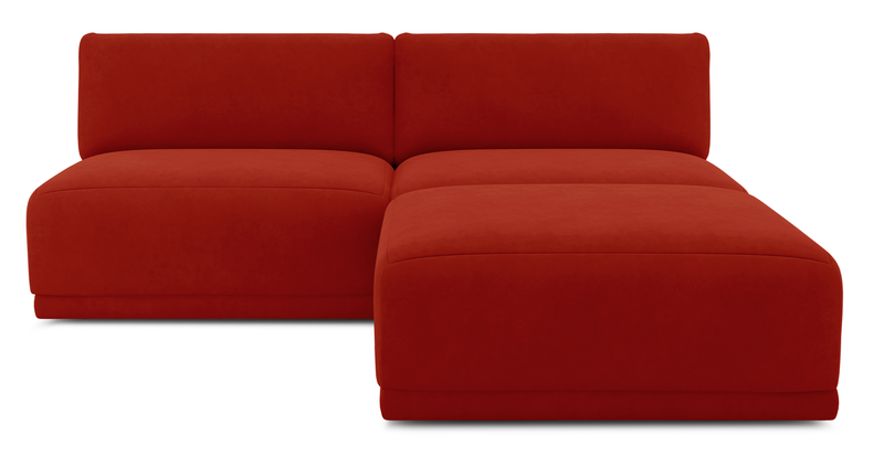 Carle 3-seater without arm and Ottoman - velvet