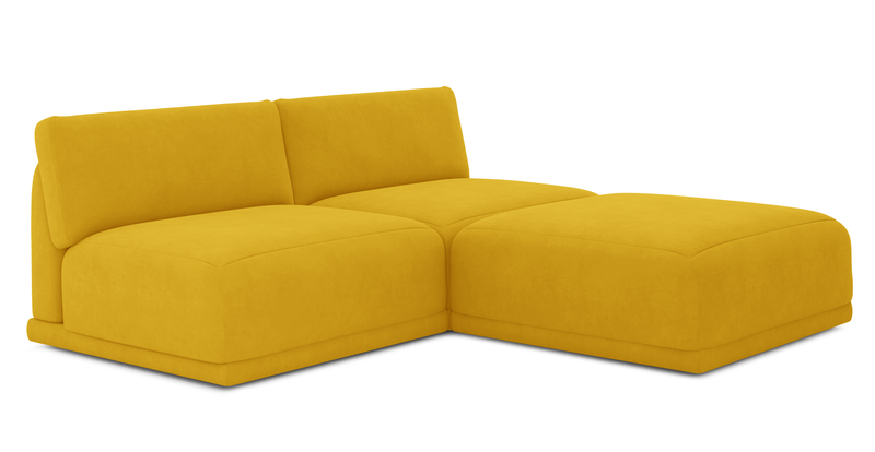 Carle 3-seater without arm and Ottoman - velvet