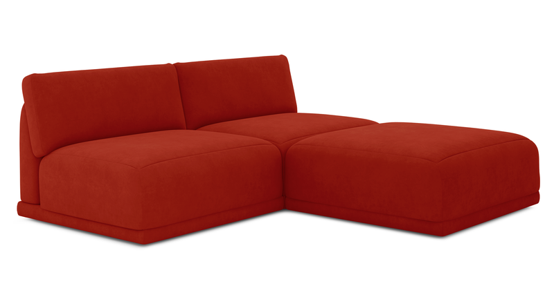 Carle 3-seater without arm and Ottoman - velvet