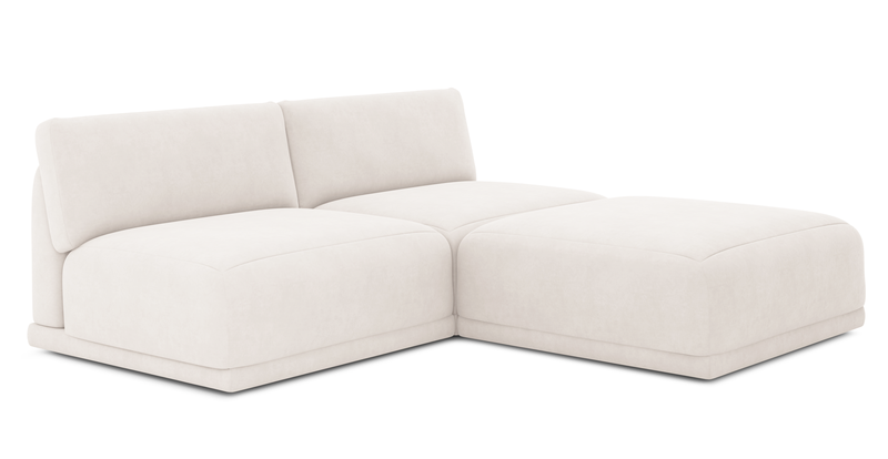 Carle 3-seater without arm and Ottoman - velvet