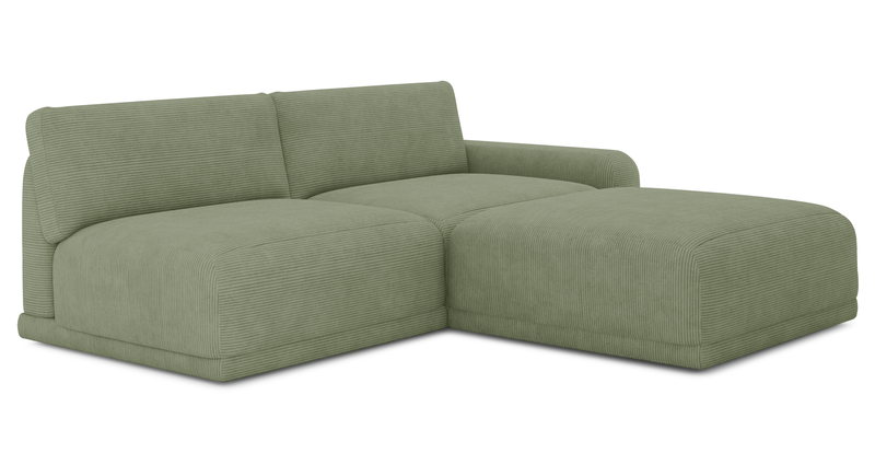 Carle 3-seater with right armrest and Ottoman - Cord velour