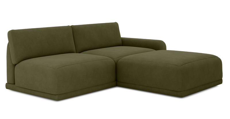 Carle 3-seater with right armrest and Ottoman - velvet