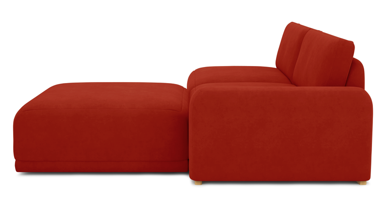 Carle 3-seater with right armrest and Ottoman - velvet