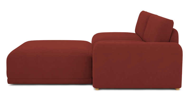 Carle 3-seater with right armrest and Ottoman - velvet