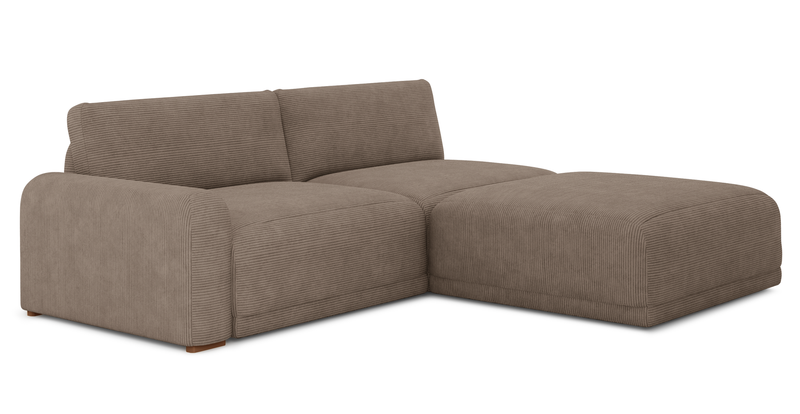 Carle 3-seater with left armrest and Ottoman - Cord velour