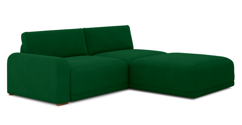 Carle 3-seater with left armrest and Ottoman - velvet