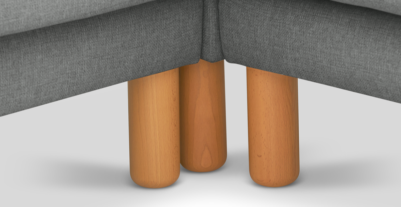 Klem 290 x 264 Sectional Cylindrical Wooden Leg - Fabric