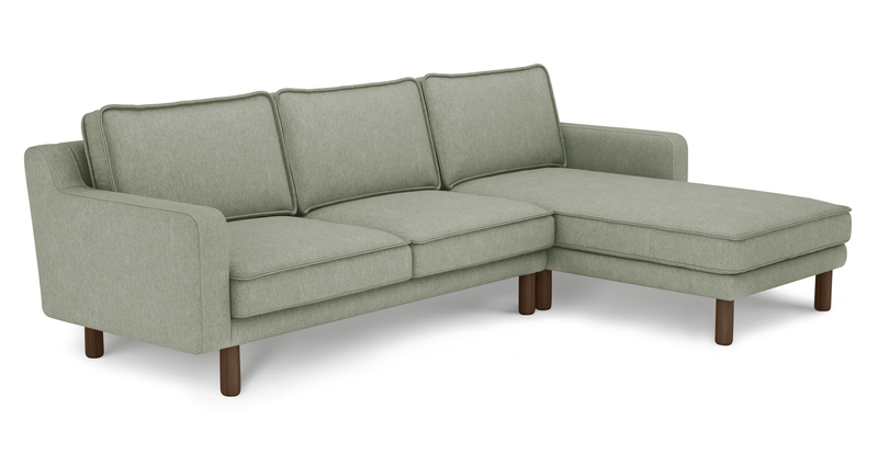 Klem Slim 266 x 171 Sektional Zylindrisch Holzbein - Performance-Stoff