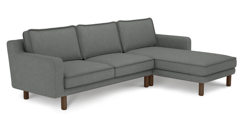 Klem Slim 266 x 171 Sektional Zylindrisch Holzbein - Performance-Stoff