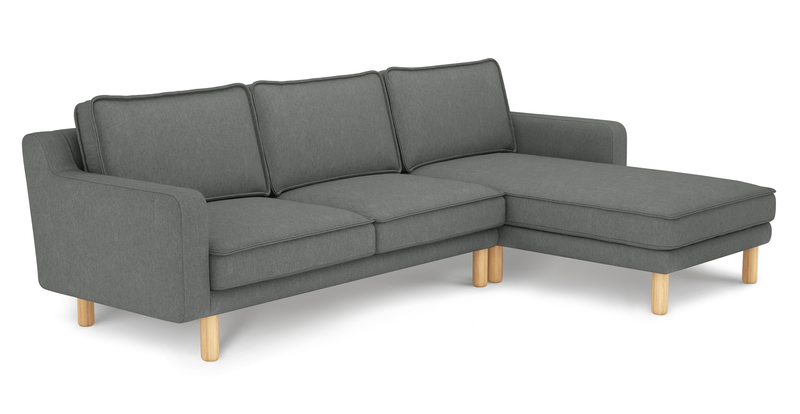 Klem Slim 266 x 171 Sektional Zylindrisch Holzbein - Performance-Stoff
