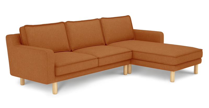 Klem Slim 266 x 171 Sektional Zylindrisch Holzbein - Performance-Stoff