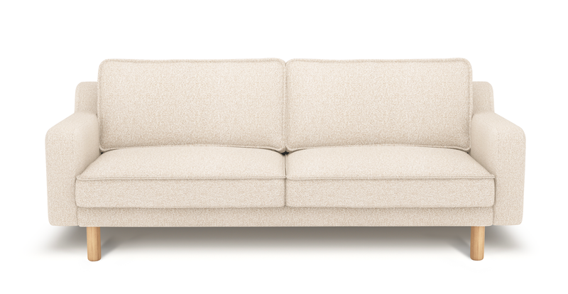 Klem Slim 3-Sitzer Sofa Zylindrisch Holzbein - Bouclé