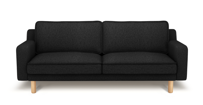 Klem Slim 3-Sitzer Sofa Zylindrisch Holzbein - Bouclé