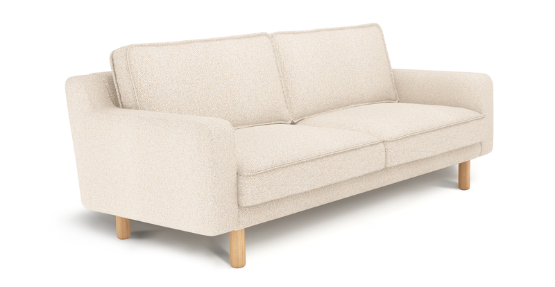 Klem Slim 3-Sitzer Sofa Zylindrisch Holzbein - Bouclé