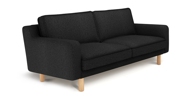 Klem Slim 3-Sitzer Sofa Zylindrisch Holzbein - Bouclé