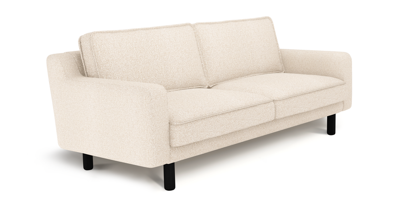 Klem Slim 3-Sitzer Sofa Zylindrisch Holzbein - Bouclé