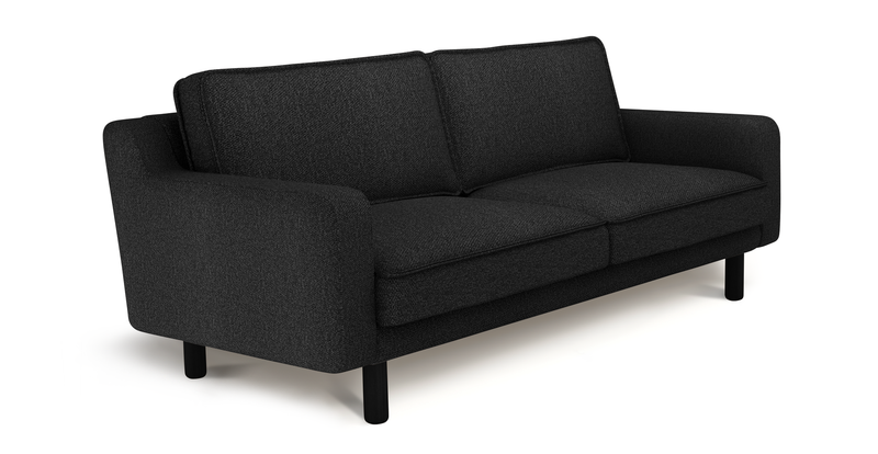 Klem Slim 3-Sitzer Sofa Zylindrisch Holzbein - Bouclé